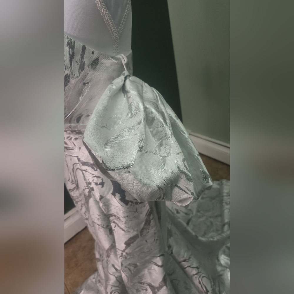 Alyce Paris Silver and White Prom Dress - Picture 14 of 16